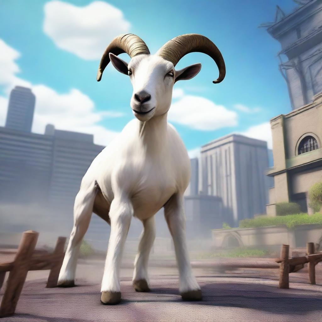 Create an epic boss fight scene for a new Goat Simulator 4 game