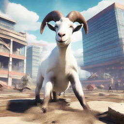 Create an epic boss fight scene for a new Goat Simulator 4 game