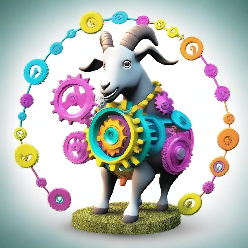 Create a detailed image of a unique gear for Goat Simulator 4 called 'Power Madness'