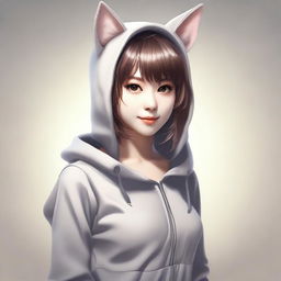 A detailed and realistic image of a young woman dressed in a cat costume