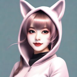 A detailed and realistic image of a young woman dressed in a cat costume