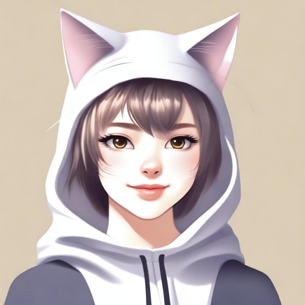 A detailed and realistic image of a young woman dressed in a cat costume