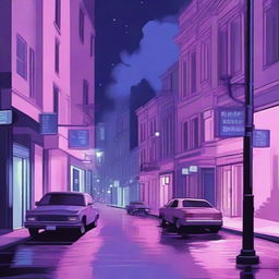 Create a digital painting for lofi music of a melancholy nighttime city intersection