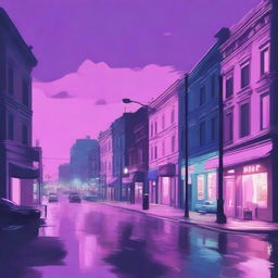 Create a digital painting for lofi music of a melancholy nighttime city intersection