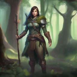 A human character in a Dungeons & Dragons setting, embodying both a ranger and druid class