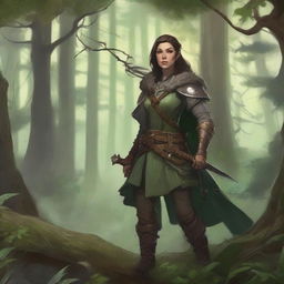 A human character in a Dungeons & Dragons setting, embodying both a ranger and druid class