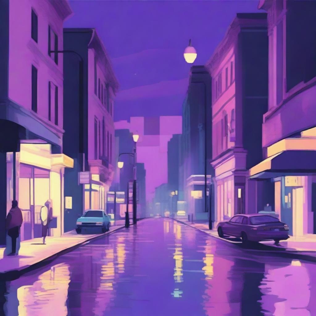 Create a digital painting for lofi music of a melancholy nighttime city intersection