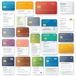 A detailed and organized list of various credit cards, each with their respective benefits and features