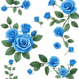 An image featuring scattered flower branches and blue roses