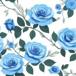 An image featuring scattered flower branches and blue roses