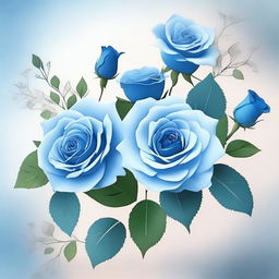 An image featuring scattered flower branches and blue roses surrounding the scene