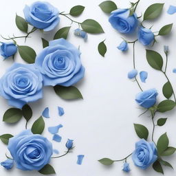 An image featuring scattered flower branches and blue roses surrounding the scene