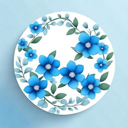 An image featuring blue flower branches arranged in a circular shape