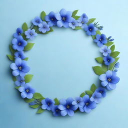 An image featuring blue flower branches arranged in a circular shape