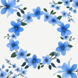 An image featuring blue flower branches arranged in a circular shape