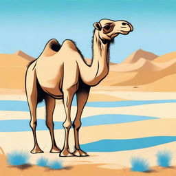 A whimsical illustration of a camel with an exaggeratedly large toe