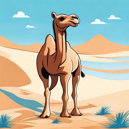 A whimsical illustration of a camel with an exaggeratedly large toe