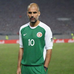 Pep Guardiola wearing an Algeria national team football jersey