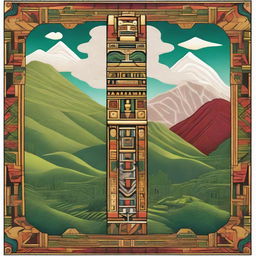 A vibrant and detailed illustration of Tumi, the ceremonial knife of the Inca civilization