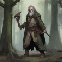 A scruffy-looking human character in a Dungeons & Dragons setting, embodying both a rogue and wizard class