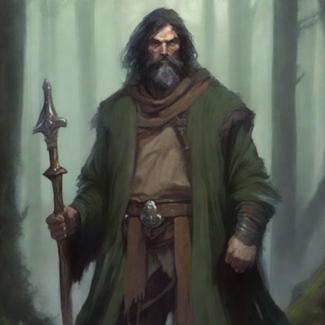 A scruffy-looking human character in a Dungeons & Dragons setting, embodying both a rogue and wizard class