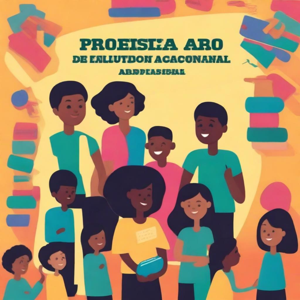 Create a book cover titled 'Profissionais de Apoio na Inclusão Educacional: Guias e Casos Inspiradores'