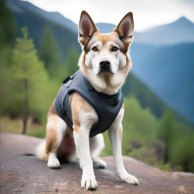 A medium breed dog that looks like an explorer