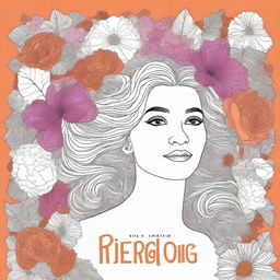 Create a book cover for a coloring book titled 'Hercoloring: beautiful coloring images about feminists'