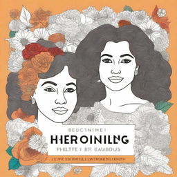 Create a book cover for a coloring book titled 'Hercoloring: beautiful coloring images about feminists'