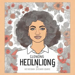 Create a book cover for a coloring book titled 'Hercoloring: beautiful coloring images about feminists'