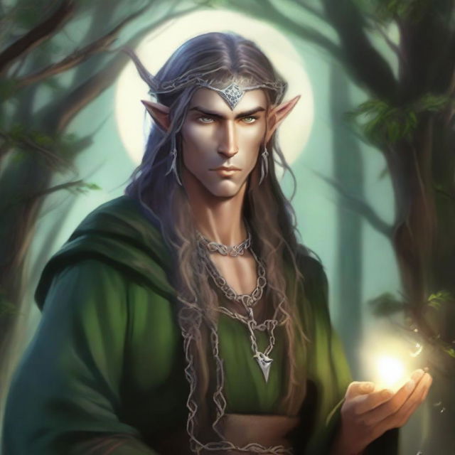 A male Wood Elf Moon Druid with a high wisdom, living as a hermit