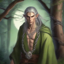 A male Wood Elf Moon Druid with a high wisdom, living as a hermit