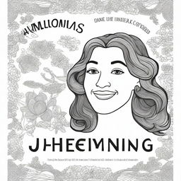 Create a book cover for a coloring book titled 'Hercoloring: beautiful coloring images about feminists'