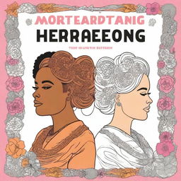 Create a book cover for a coloring book titled 'Hercoloring: beautiful coloring images about feminists'