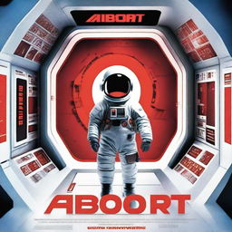 A dramatic movie poster featuring a kid in a space suit, standing in a spaceship with red alarms going off