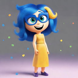 Create an image of Joy from the movie Inside Out with exaggerated features to appear more voluptuous and sexy