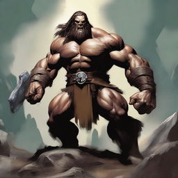 A male Goliath Barbarian with massive strength and impressive, never-ending muscles