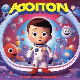 A Pixar-style animated movie poster featuring a kid with Down syndrome, making his condition more obvious through facial features and expressions