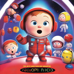 A Pixar-style animated movie poster featuring a child with Down syndrome, making his condition more obvious through facial features and expressions