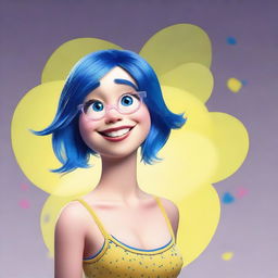 Create a realistic image of Joy from the movie Inside Out wearing lingerie