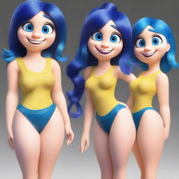 Create a realistic image of Joy from the movie Inside Out wearing lingerie