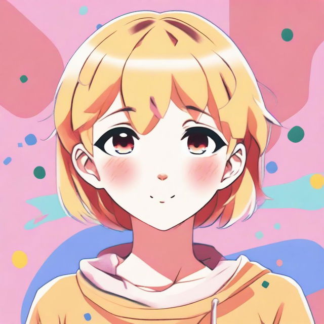 A waifu with short blonde hair and freckles, featuring an anime-style character design