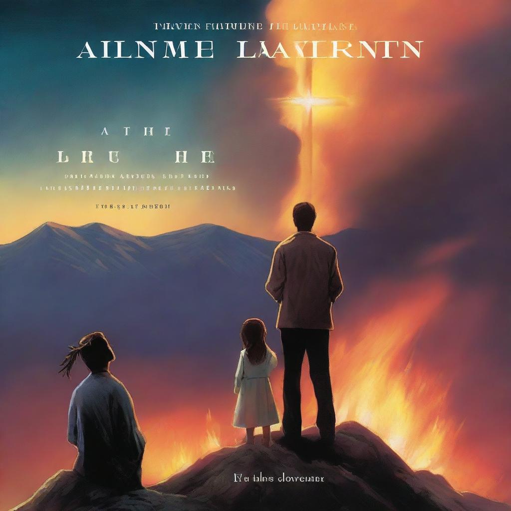 A cover image featuring a man with his two daughters in the background, a giant cross, and a Bible