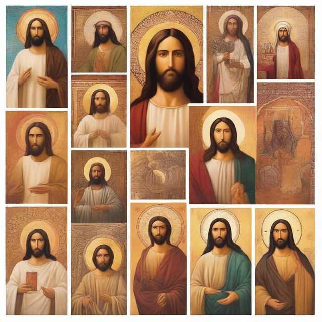 A collage showcasing diverse depictions of Jesus Christ from various cultures around the world