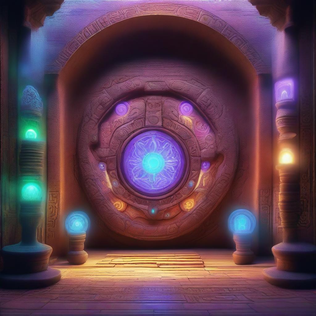 A detailed image of a portal room filled with various portals