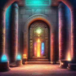 A detailed image of a portal room filled with various portals