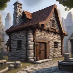 A detailed image of the exterior of a blacksmith shop in a Dungeons and Dragons setting