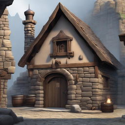 A detailed image of the exterior of a blacksmith shop in a Dungeons and Dragons setting