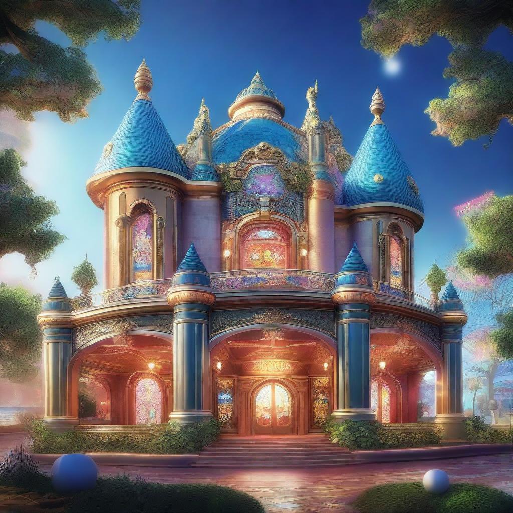 A detailed image of the exterior of a casino set in a fantasy world