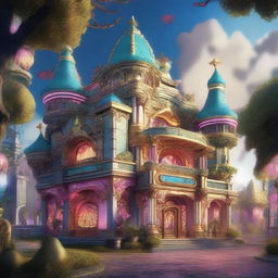 A detailed image of the exterior of a casino set in a fantasy world